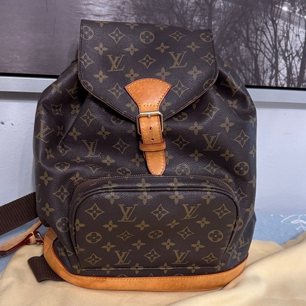 Monogram Canvas Backpack Montsouris Brown Tan vachetta leather trim Unbranded